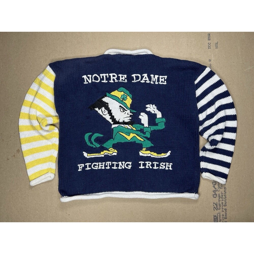 Vintage - Notre Dame Irish Embroidered Cardigan Sweater Small Belle Pointe